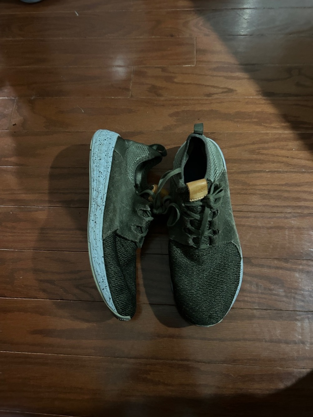 Men's NeW Balance Olive Green Casual Suede and Knit Sneakers
